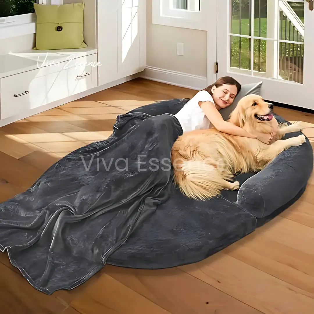 2-in-1 Calming Giant Dog Bed & Sofa for Pets & Humans