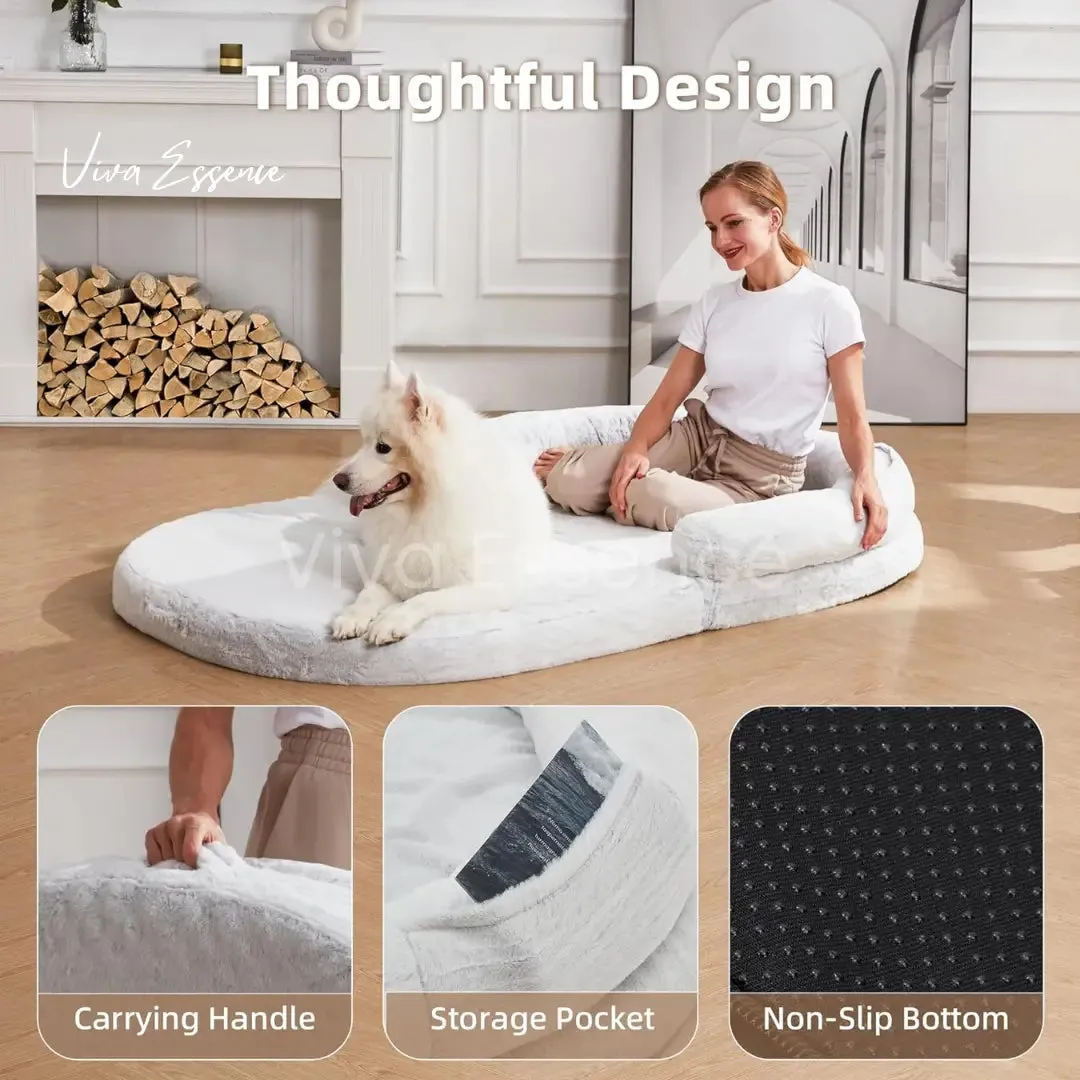 2-in-1 Calming Giant Dog Bed & Sofa for Pets & Humans