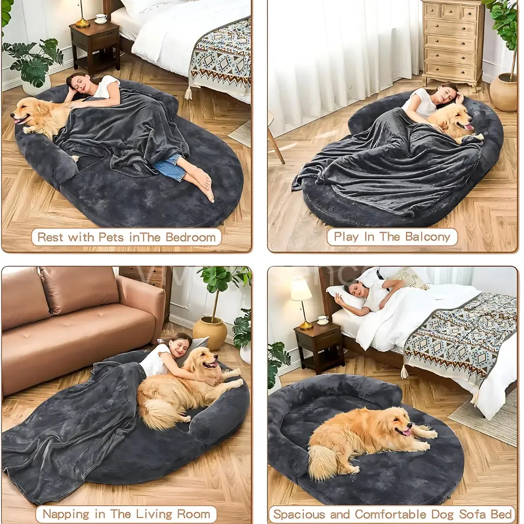 2-in-1 Calming Giant Dog Bed & Sofa for Pets & Humans