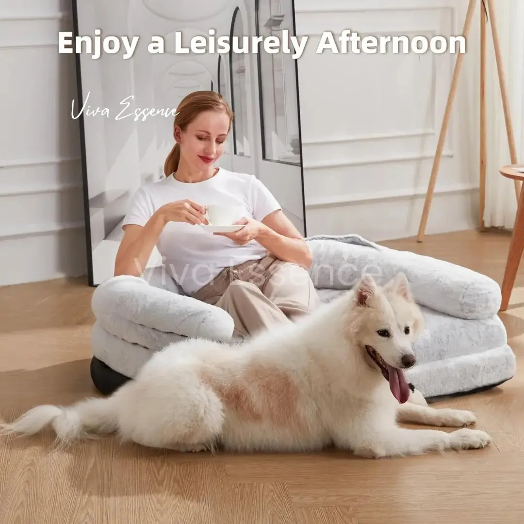 2-in-1 Calming Giant Dog Bed & Sofa for Pets & Humans