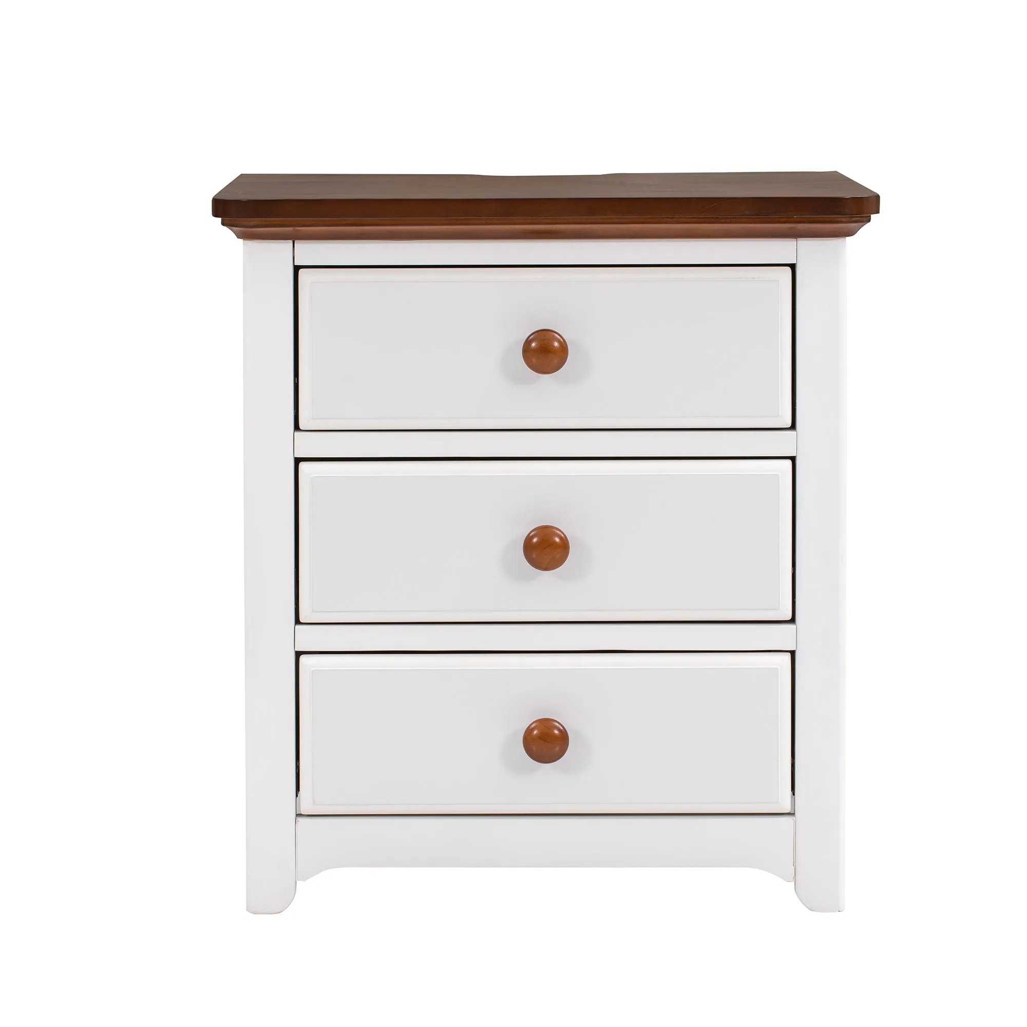3-Pieces Bedroom Sets Queen Size Platform Bed with Two Nightstands(USB Charging Ports),White Walnut