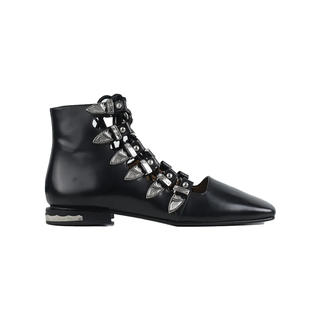 AJ1284 Lace Up Ankle Boots Black Polido