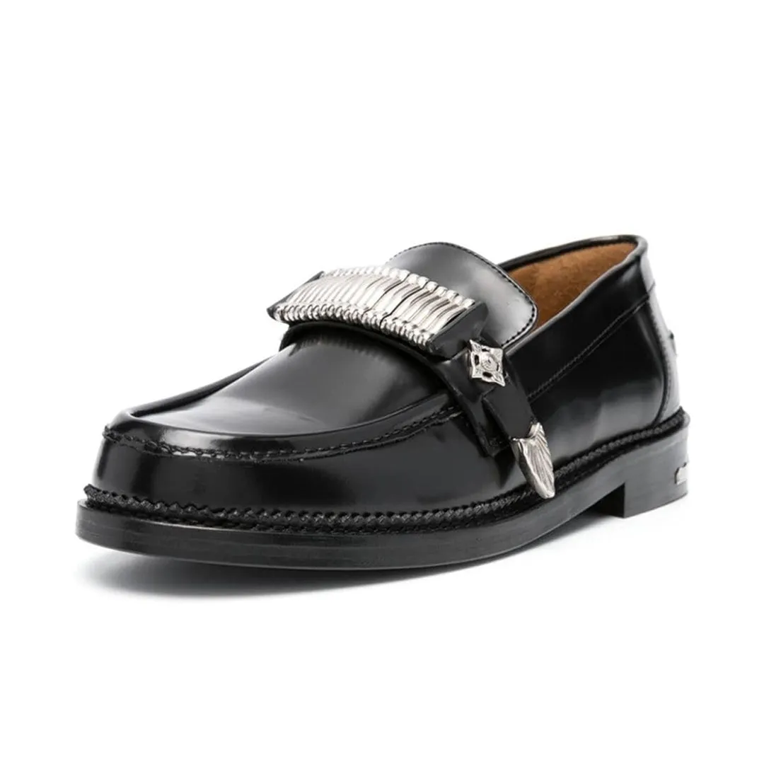 AJ1298 Buckel Loafers Black Polido