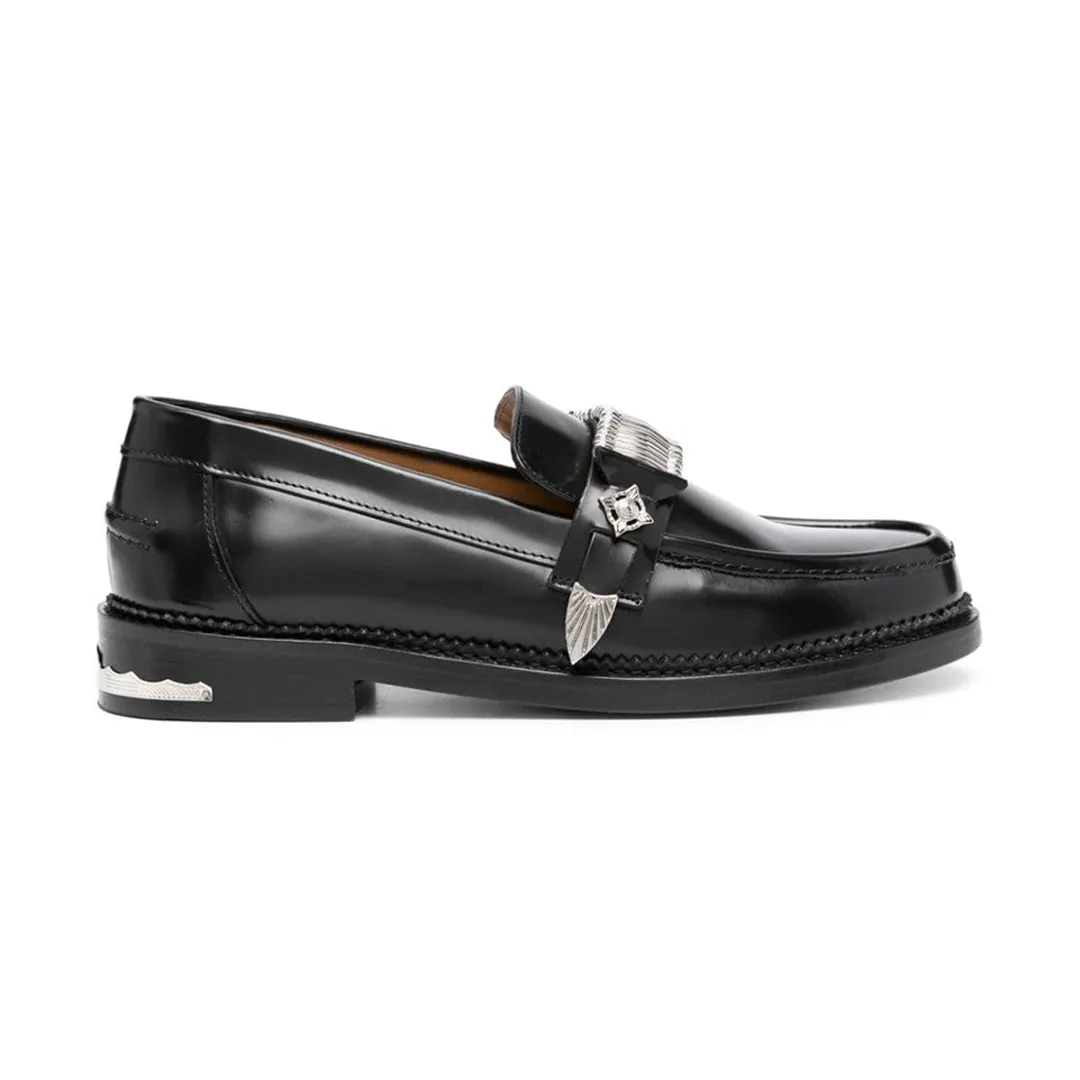 AJ1298 Buckel Loafers Black Polido