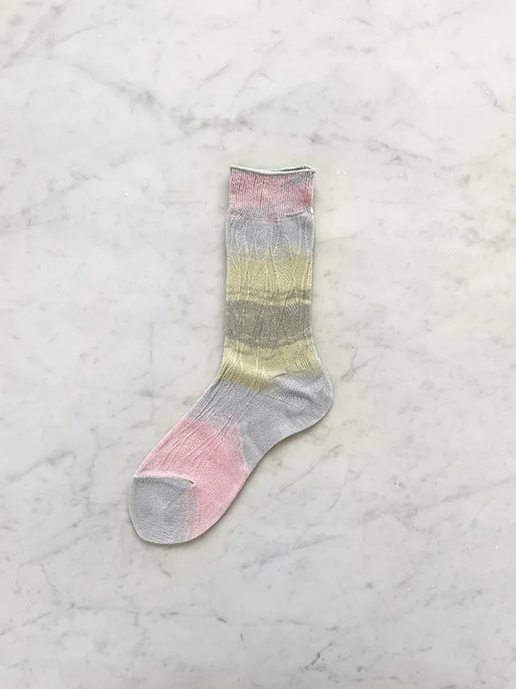 Atelier Delphine Leaf Kasuri Socks, Cloudy Spring