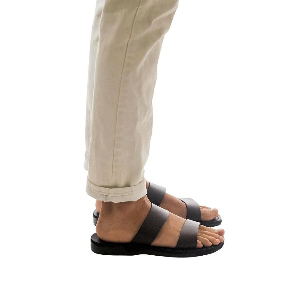 Aviv - Leather Double Strap Sandal | Black