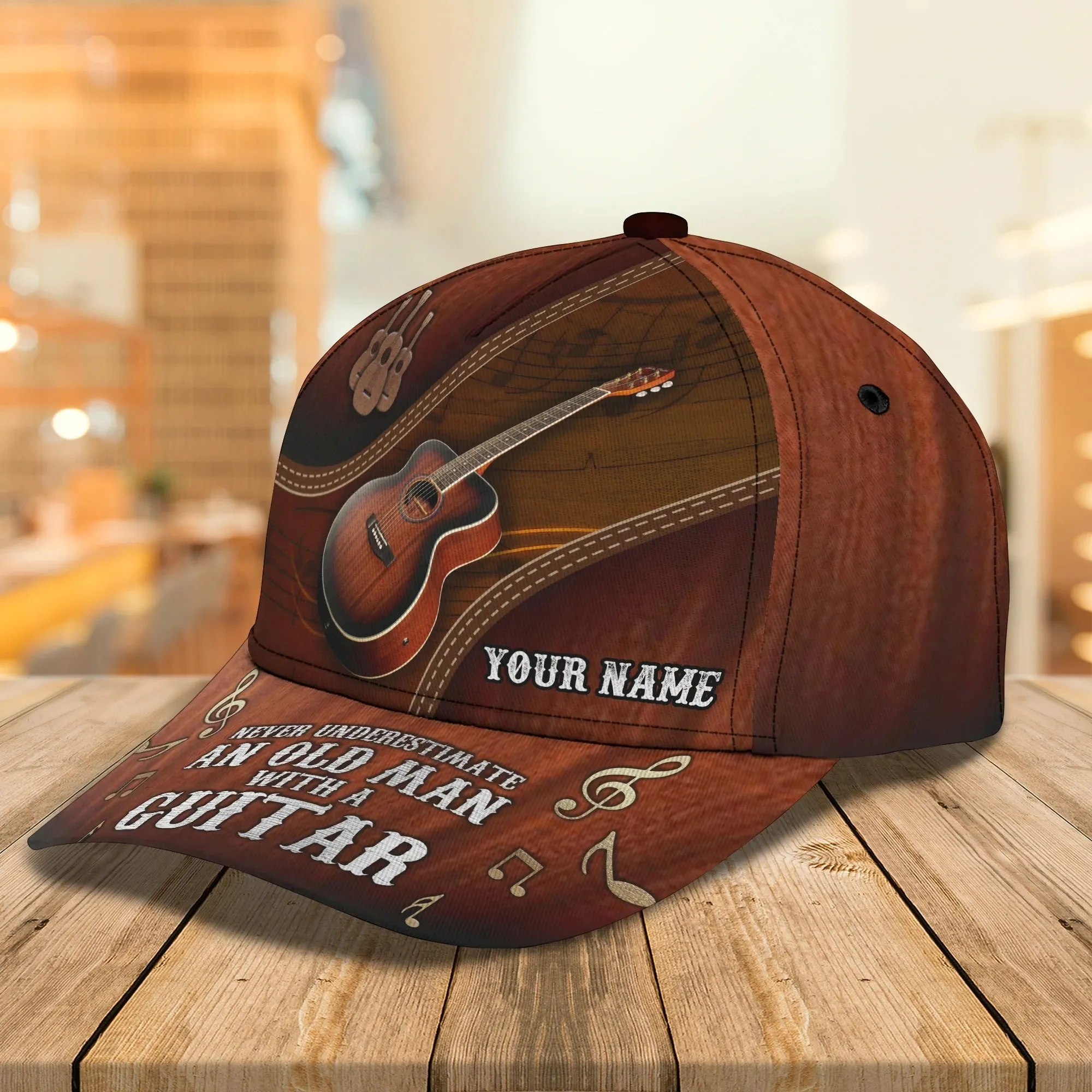 Baseball Cap For Guitar Lovers Classic Leather Old Man Gift Idea On Outdoor Activities Father Guitar Cap Hat