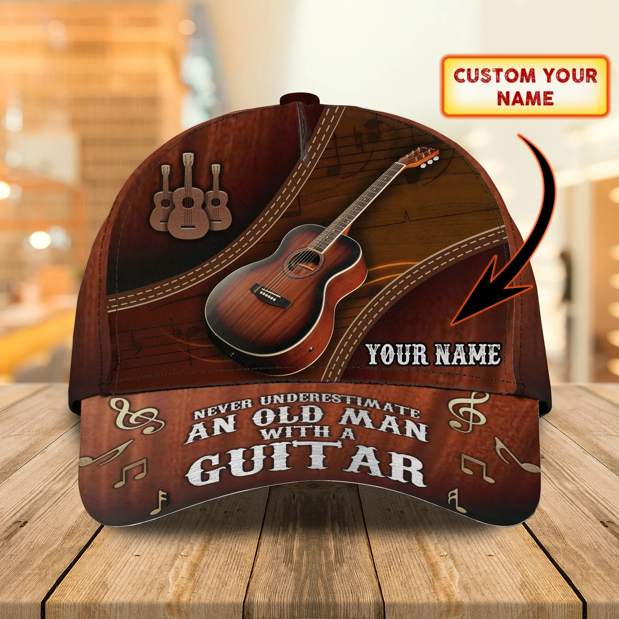 Baseball Cap For Guitar Lovers Classic Leather Old Man Gift Idea On Outdoor Activities Father Guitar Cap Hat