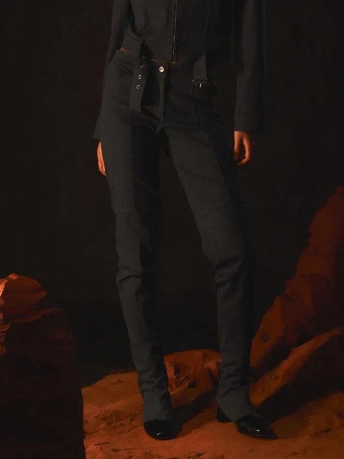 Bike Zipped Denim Pants (Woman) Blue