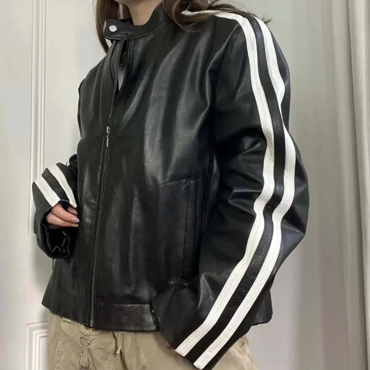 Black Leather Jacket | Motorcycle Coat Style
