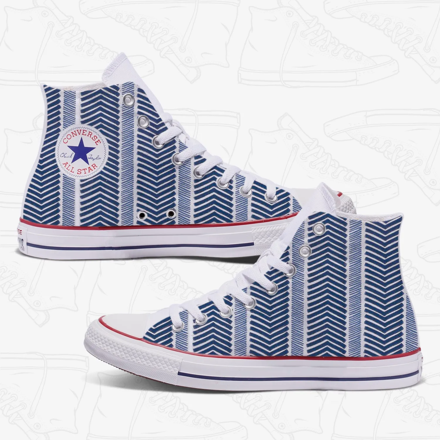 Blue Herringbone Custom Converse