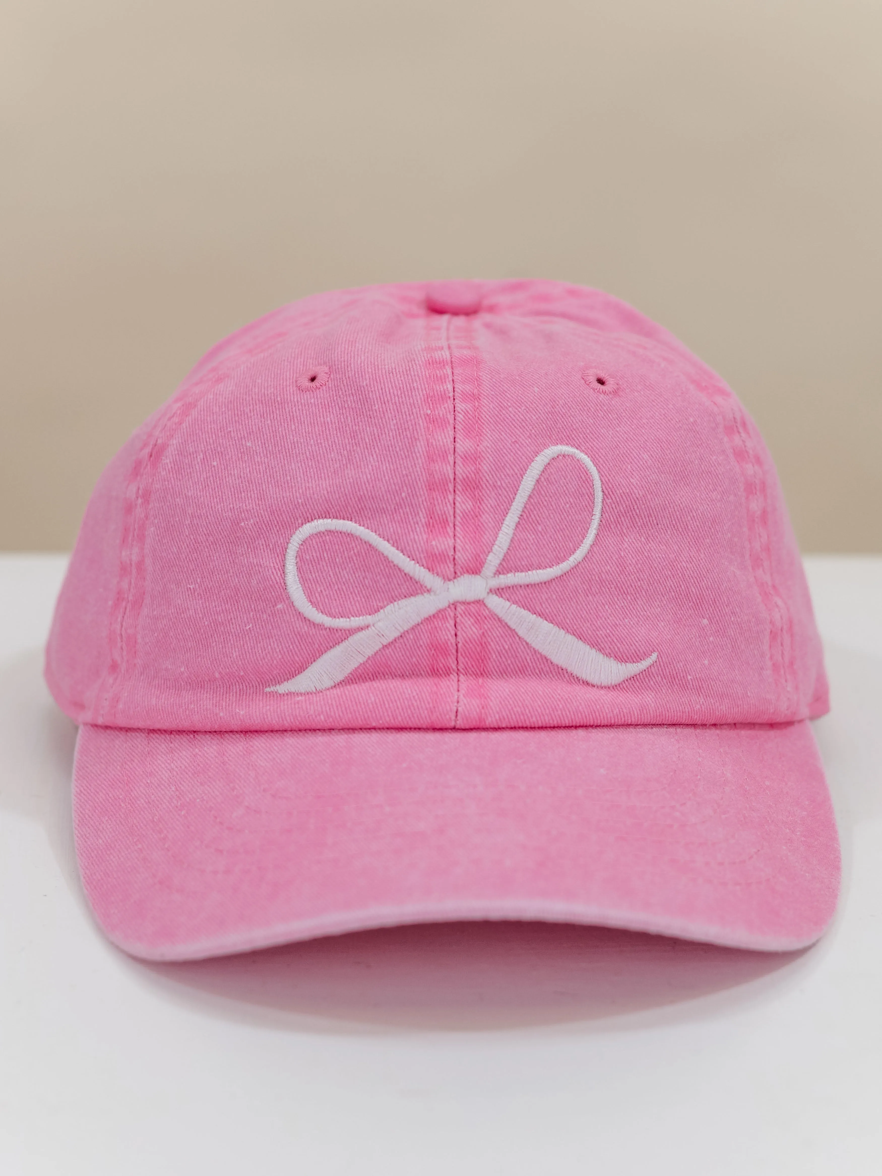 Bow Embroidered Cotton Baseball Cap