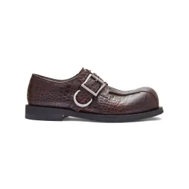 BULB TOE BUCKLE LOAFER in BROWN