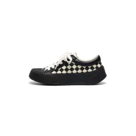 Checkboard Platform Black Canvas Sneakers