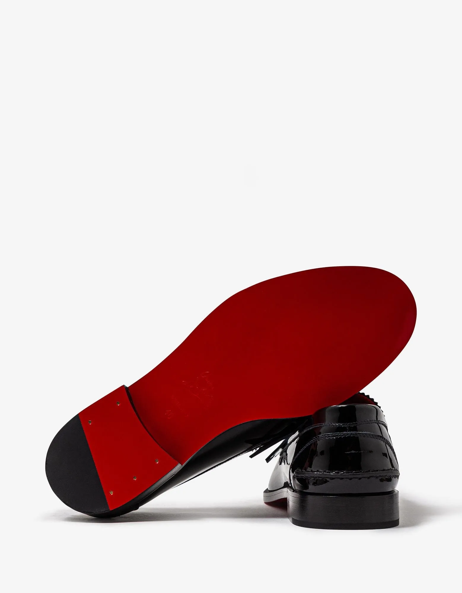 Christian Louboutin Penny Flat Mens Loafers in Black Patent Leather