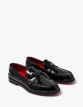 Christian Louboutin Penny Flat Mens Loafers in Black Patent Leather