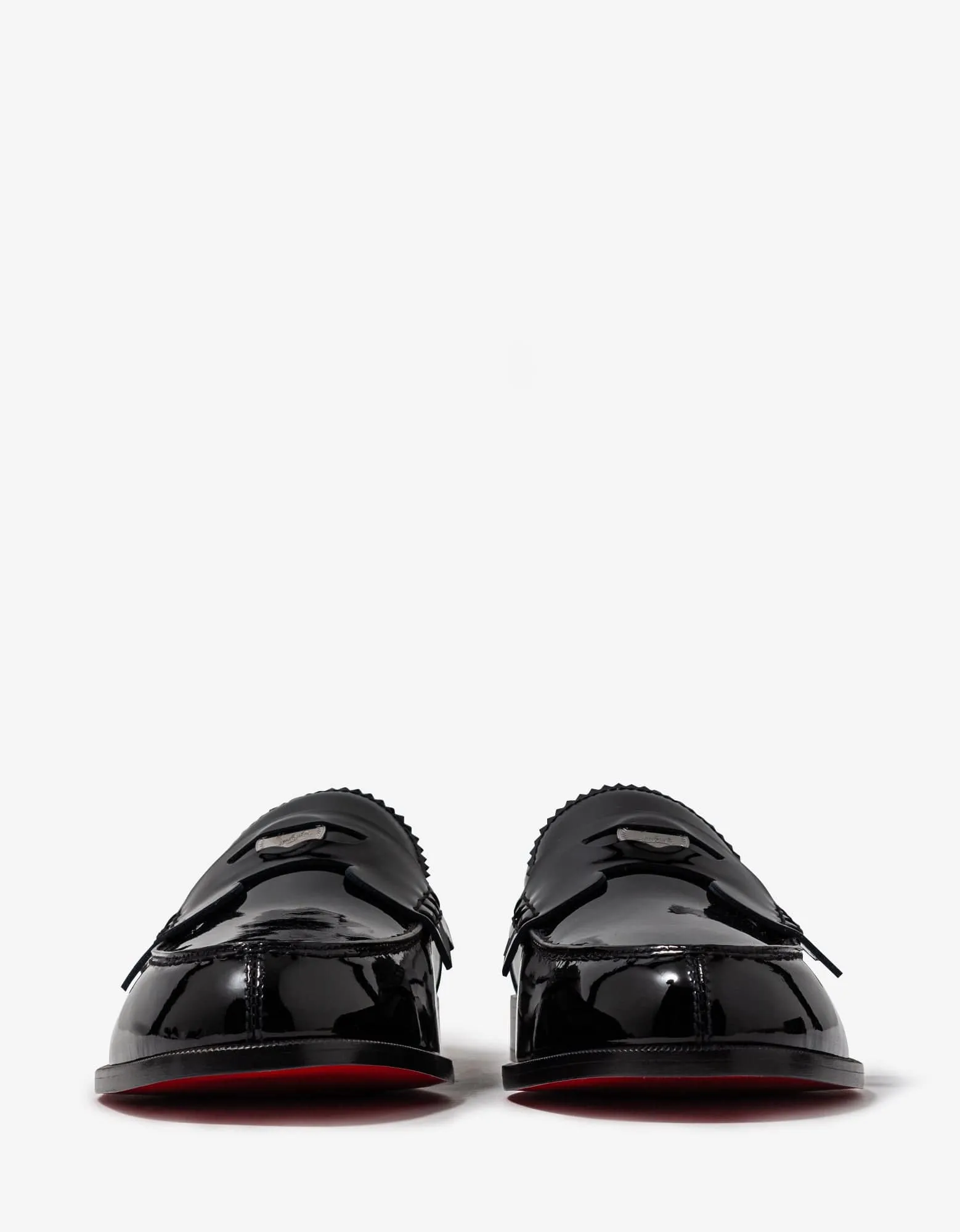 Christian Louboutin Penny Flat Mens Loafers in Black Patent Leather
