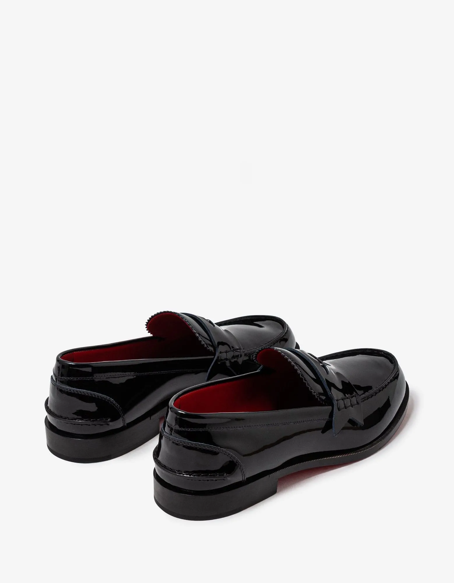 Christian Louboutin Penny Flat Mens Loafers in Black Patent Leather