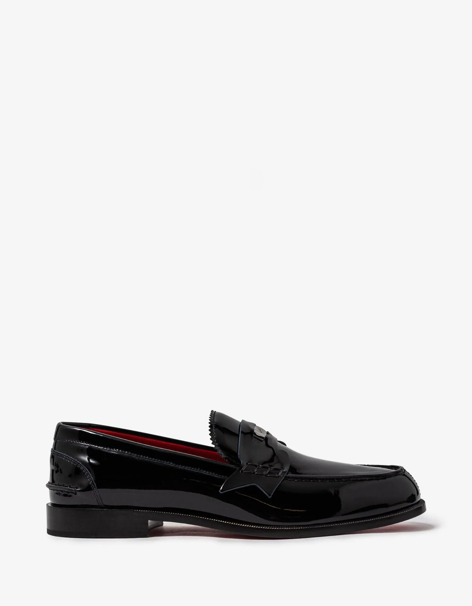 Christian Louboutin Penny Flat Mens Loafers in Black Patent Leather