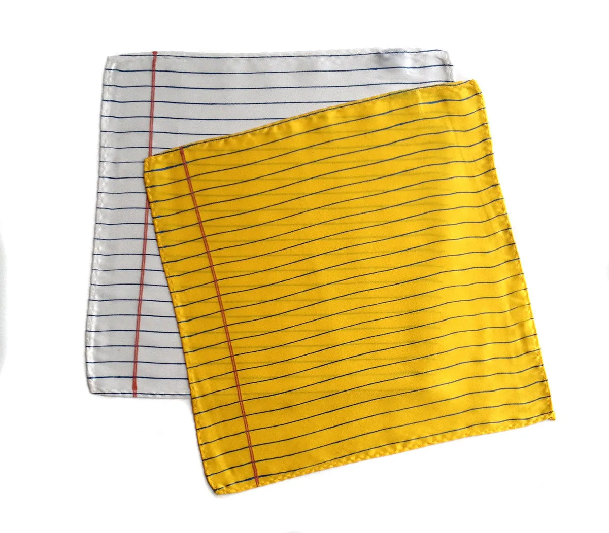 College Ruled Pocket Square. Silk Notebook paper print