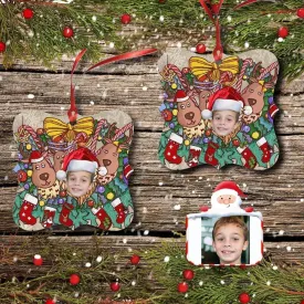 Custom Face Christmas Socks Deer Square Ornament
