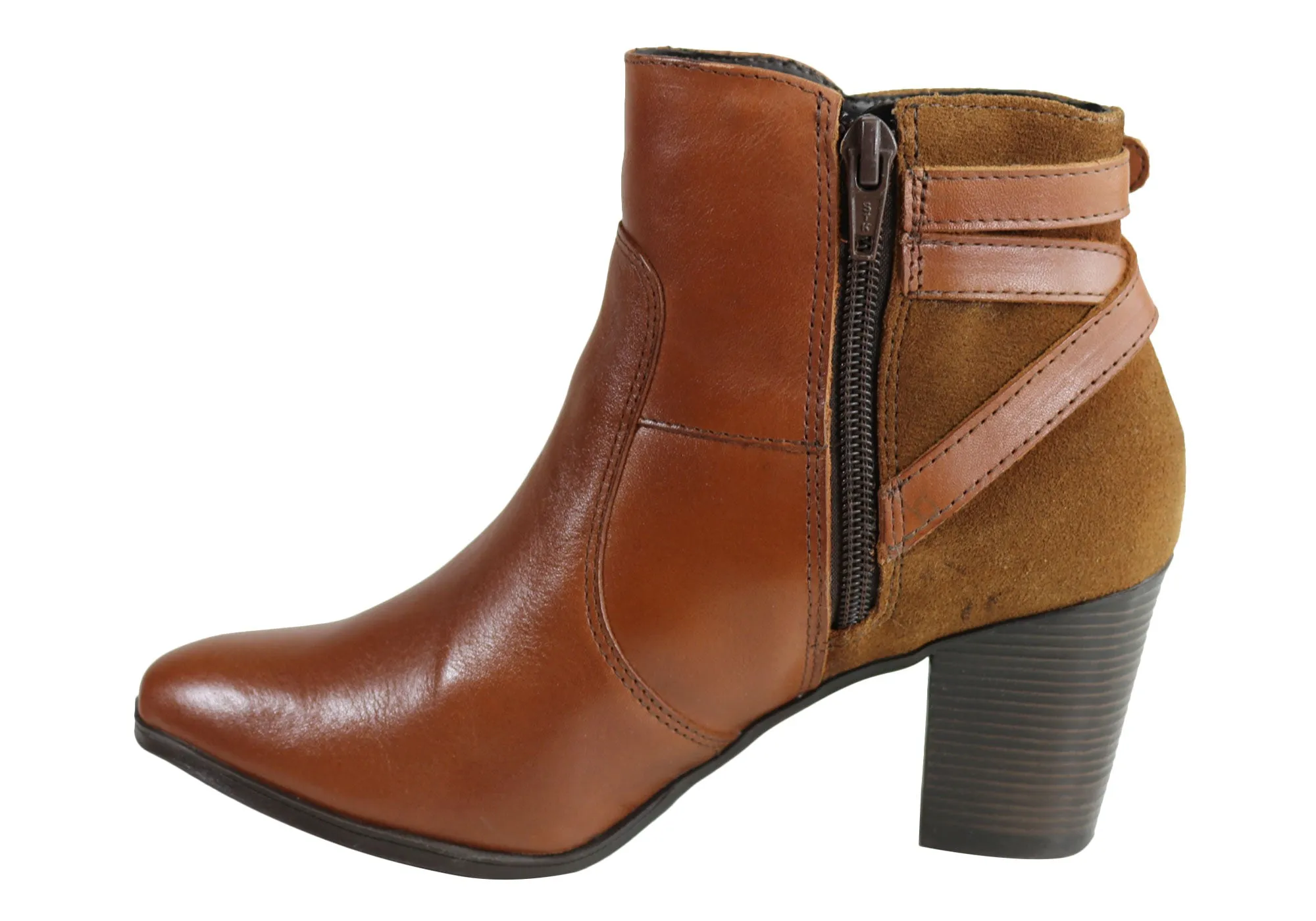 Dazzani Lucie Womens Comfort Leather Heel Ankle Boots Made In Brazil