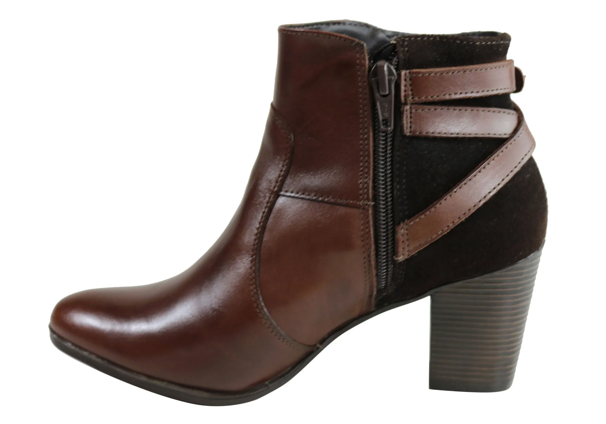 Dazzani Lucie Womens Comfort Leather Heel Ankle Boots Made In Brazil