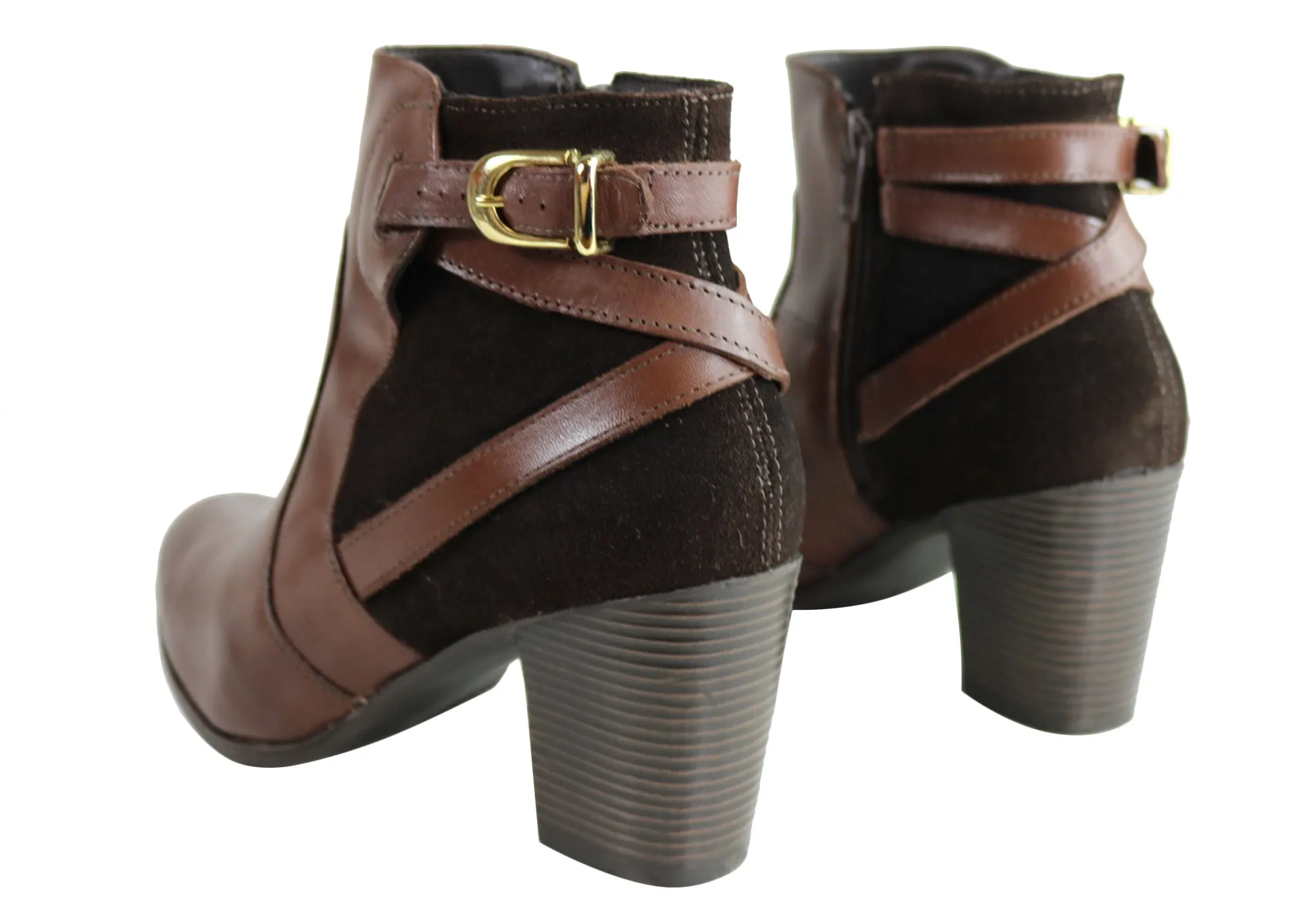 Dazzani Lucie Womens Comfort Leather Heel Ankle Boots Made In Brazil