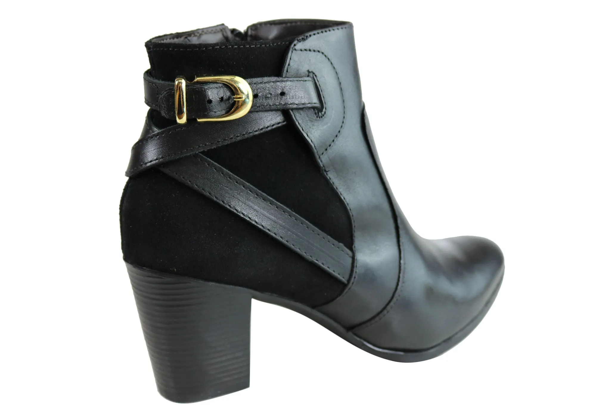 Dazzani Lucie Womens Comfort Leather Heel Ankle Boots Made In Brazil