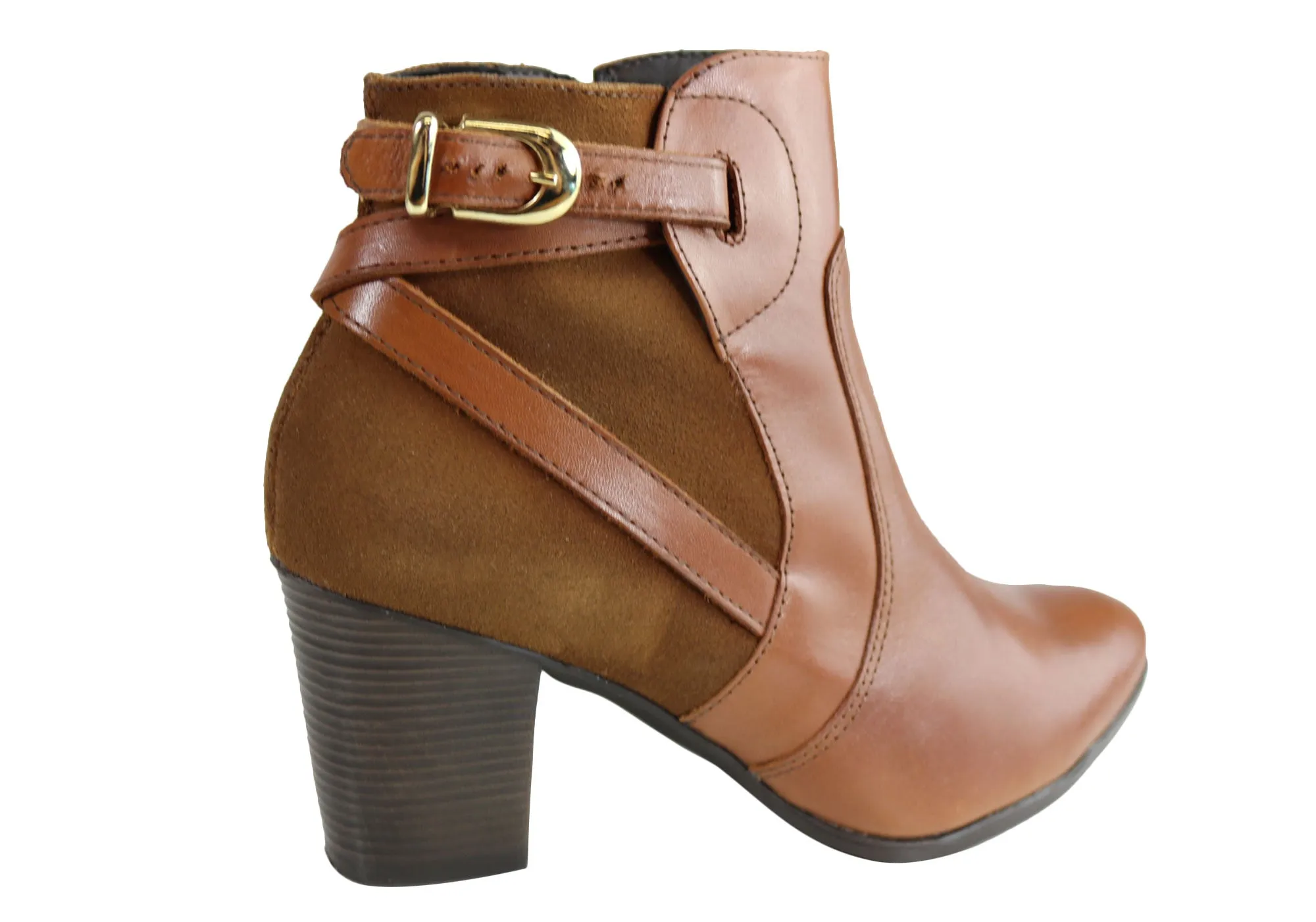Dazzani Lucie Womens Comfort Leather Heel Ankle Boots Made In Brazil
