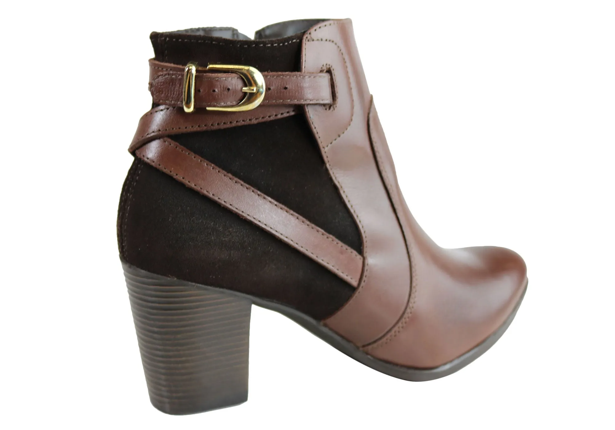 Dazzani Lucie Womens Comfort Leather Heel Ankle Boots Made In Brazil