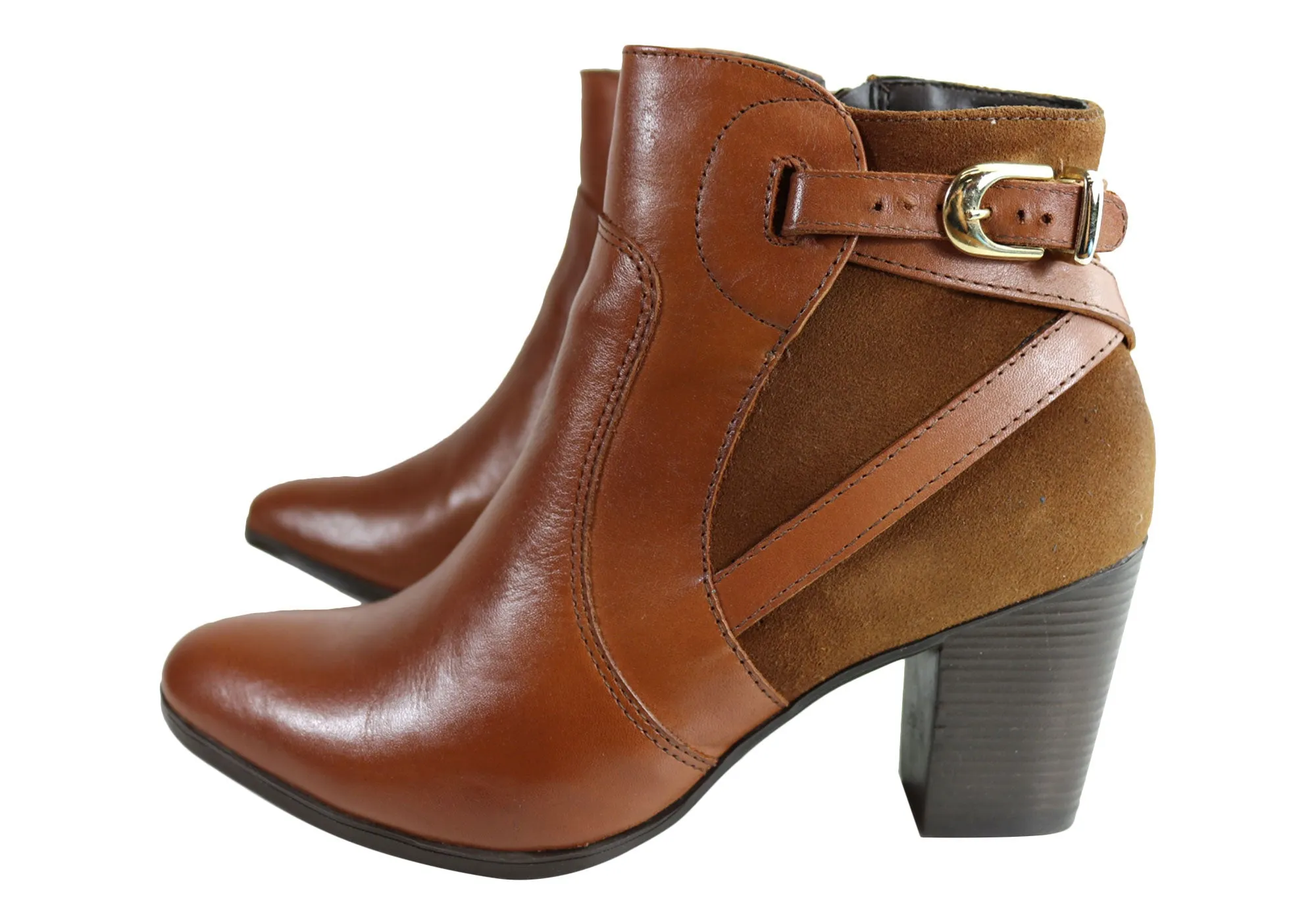 Dazzani Lucie Womens Comfort Leather Heel Ankle Boots Made In Brazil