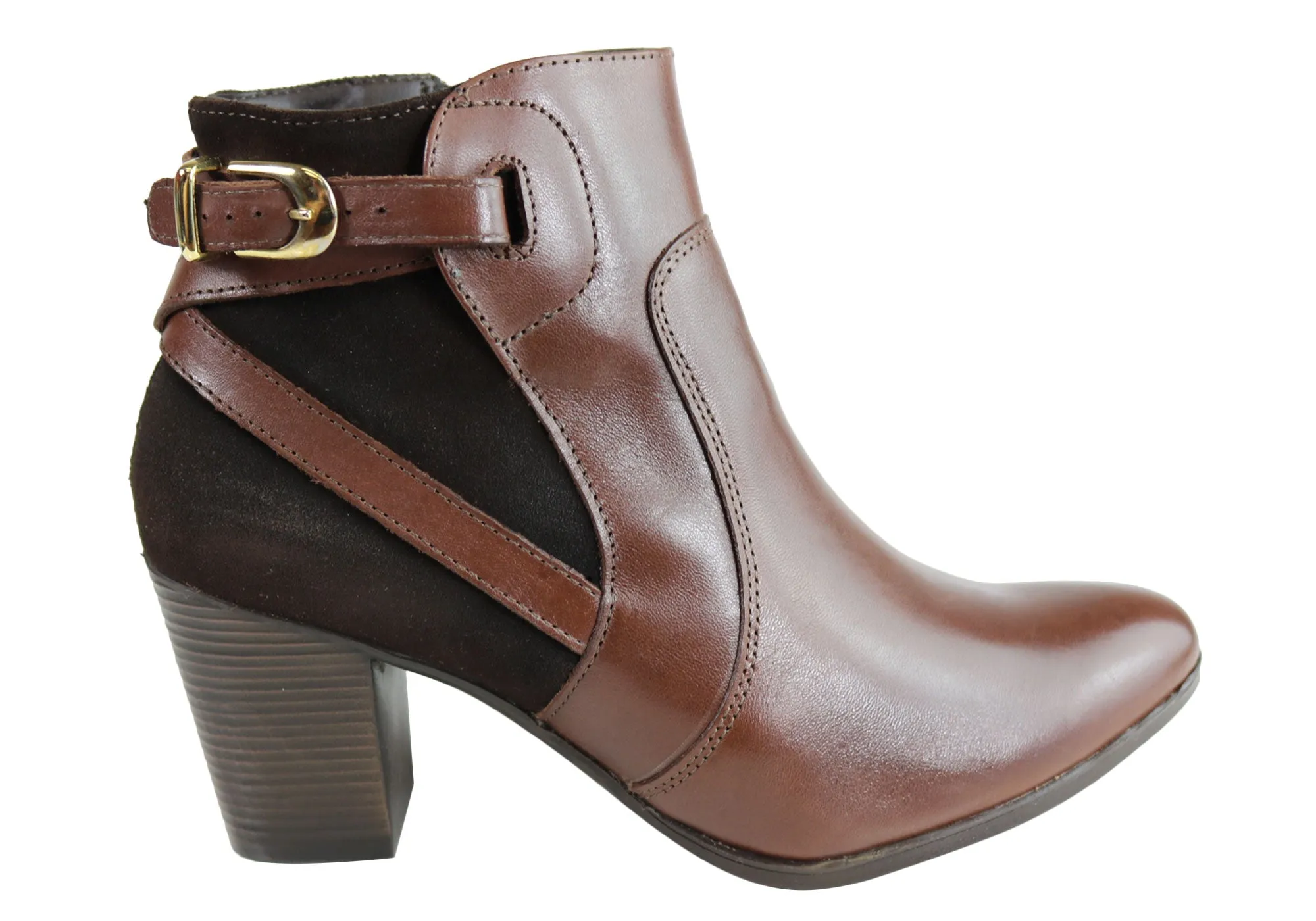 Dazzani Lucie Womens Comfort Leather Heel Ankle Boots Made In Brazil