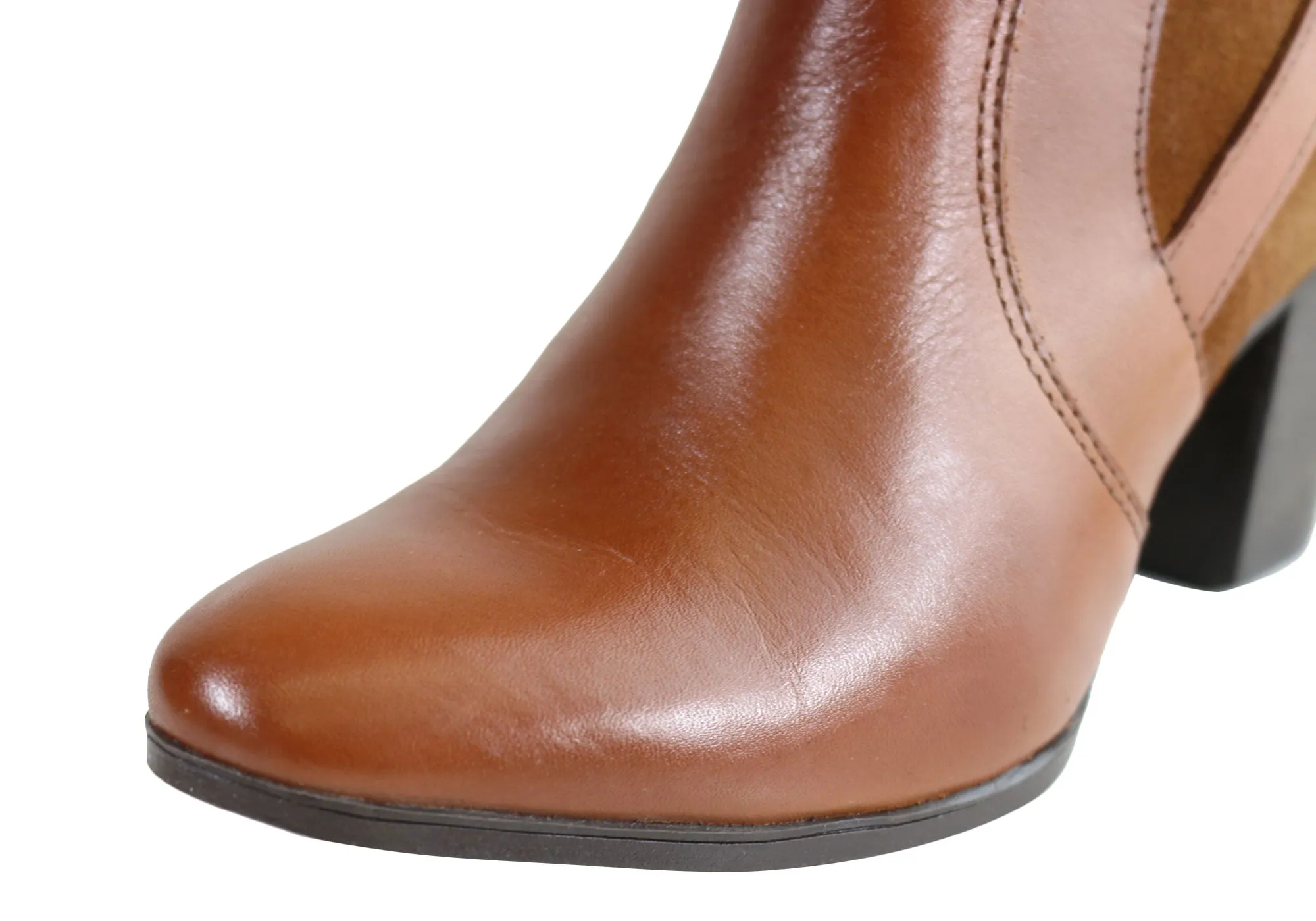 Dazzani Lucie Womens Comfort Leather Heel Ankle Boots Made In Brazil