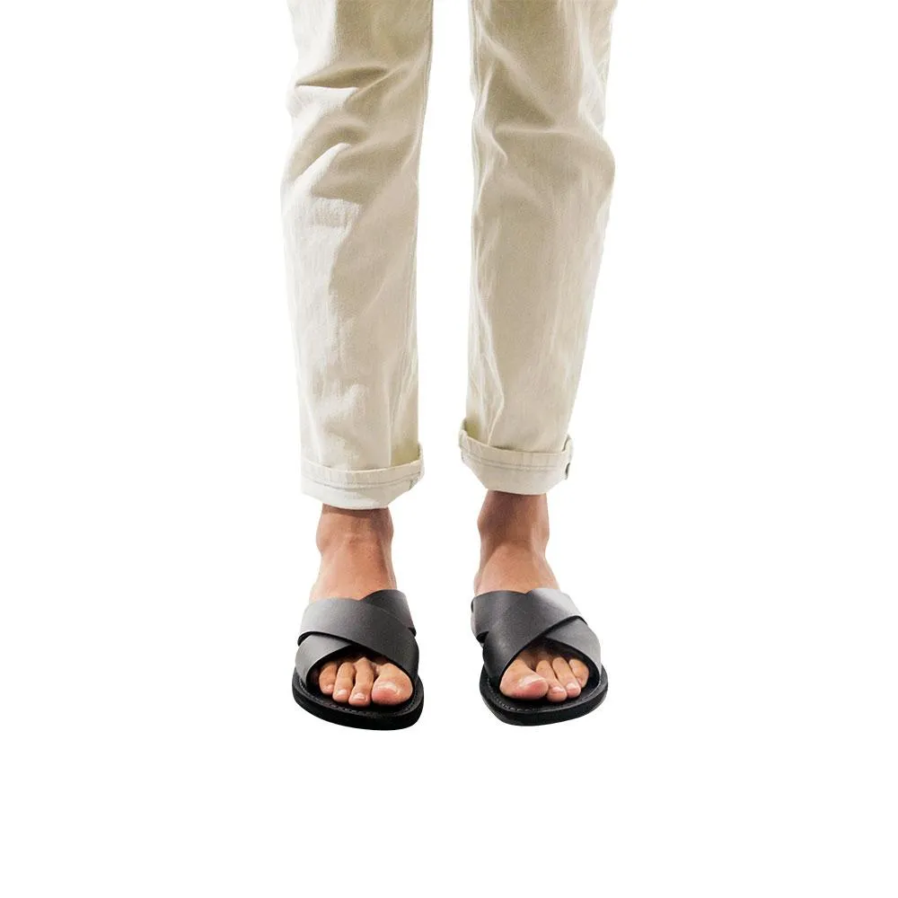 Elan - Leather Slide On Sandal | Black