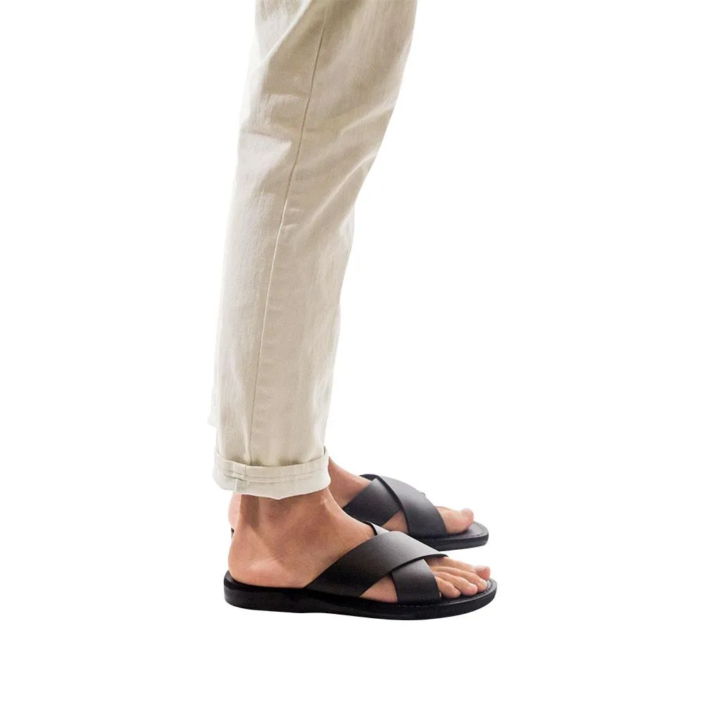 Elan - Leather Slide On Sandal | Black