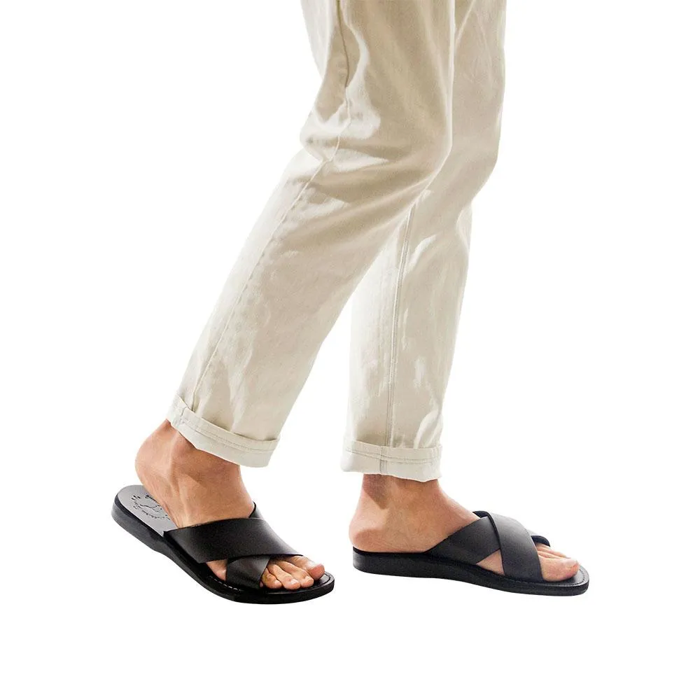 Elan - Leather Slide On Sandal | Black