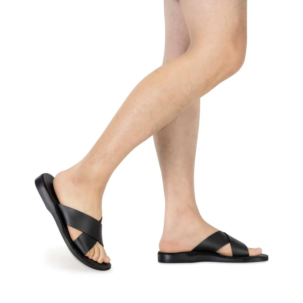 Elan - Leather Slide On Sandal | Black