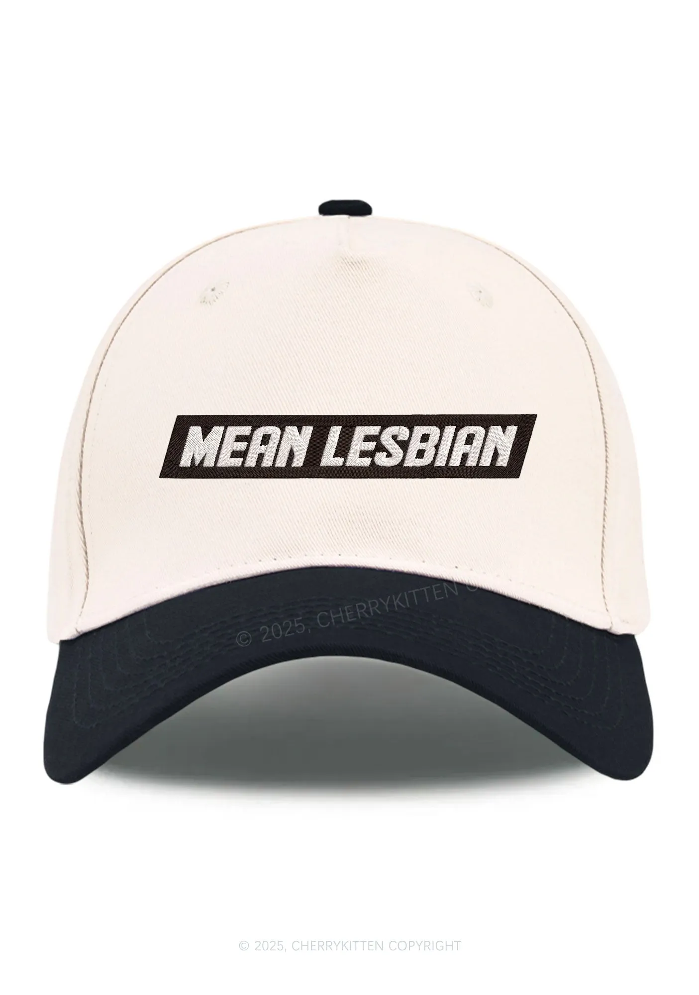 Embroidered Mean Lesbian Pride Y2K Color Block Baseball Cap Cherrykitten