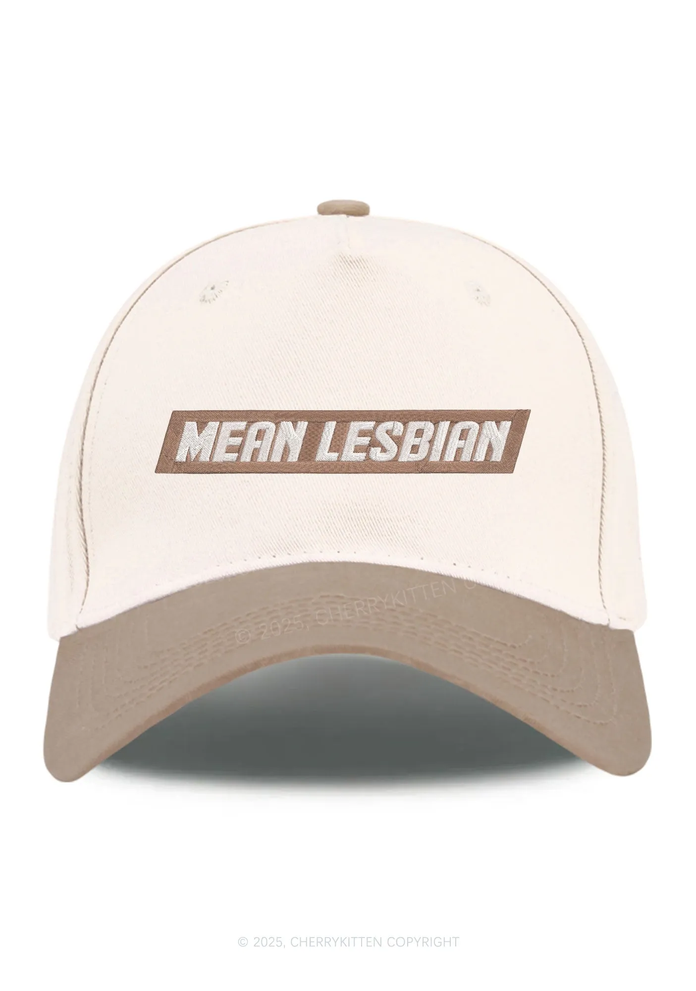 Embroidered Mean Lesbian Pride Y2K Color Block Baseball Cap Cherrykitten