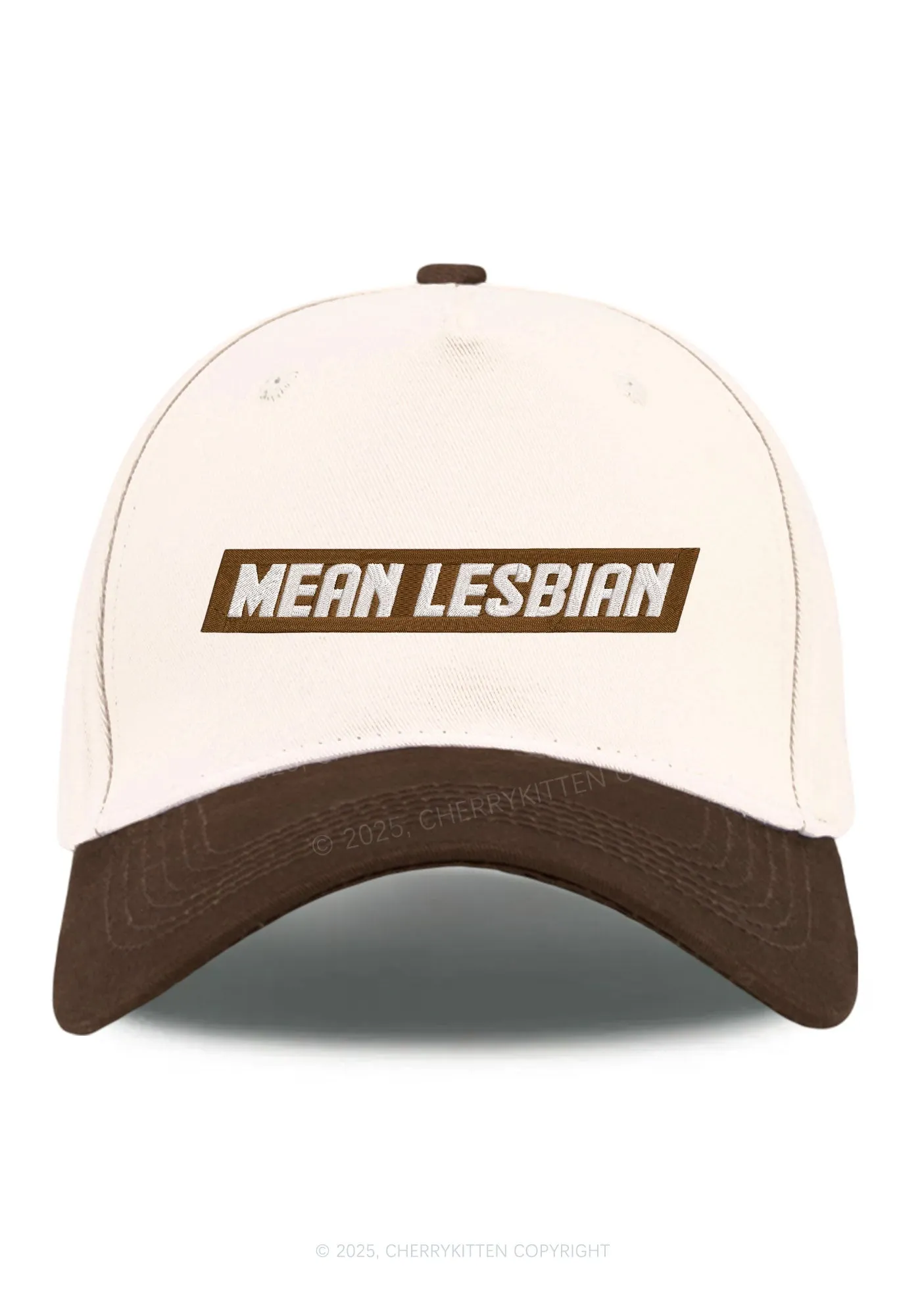 Embroidered Mean Lesbian Pride Y2K Color Block Baseball Cap Cherrykitten