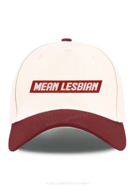 Embroidered Mean Lesbian Pride Y2K Color Block Baseball Cap Cherrykitten