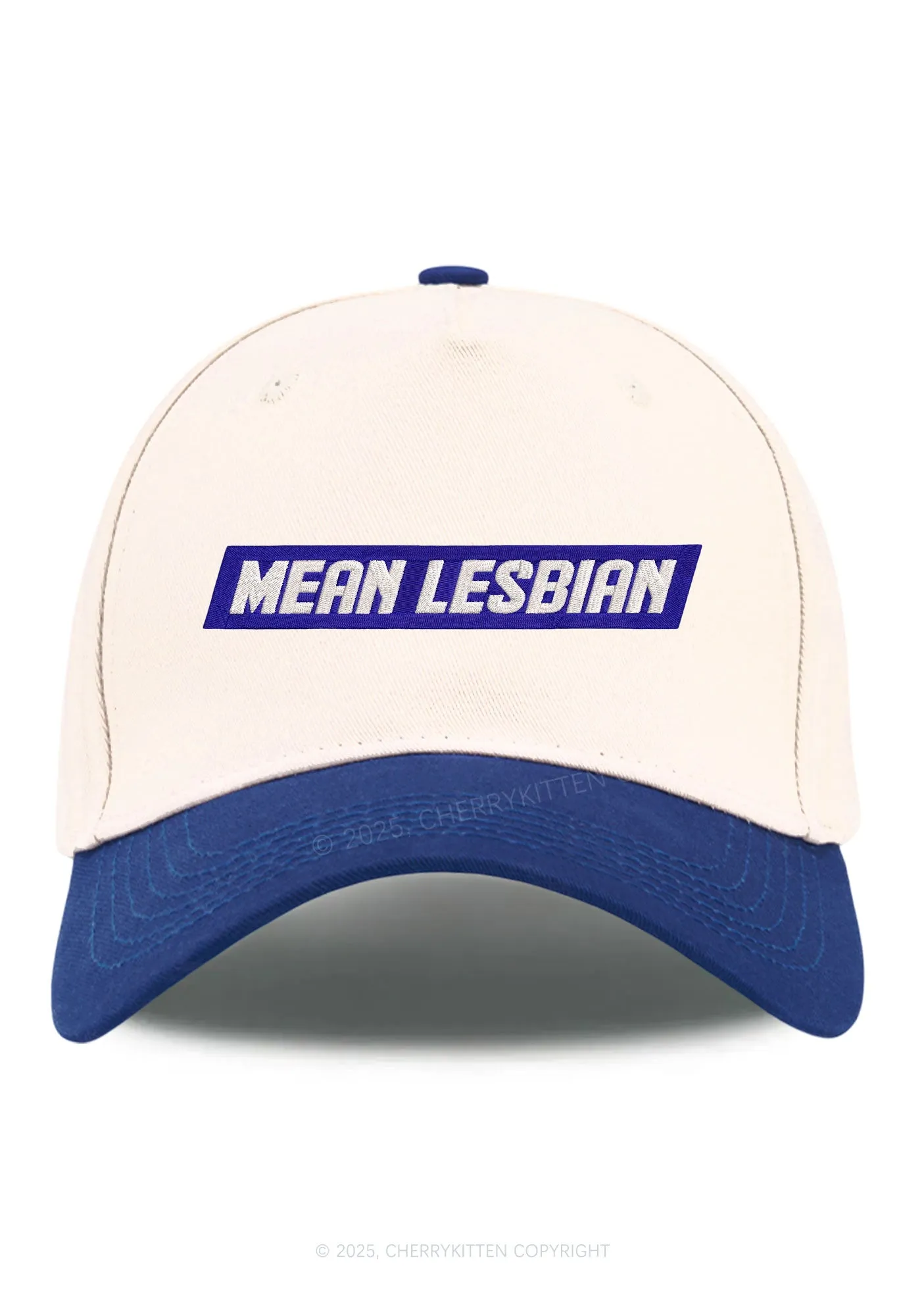 Embroidered Mean Lesbian Pride Y2K Color Block Baseball Cap Cherrykitten