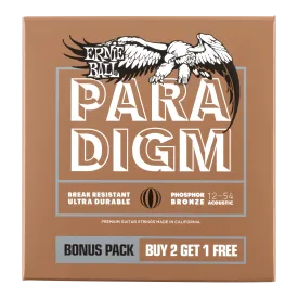 Ernie Ball 3 Pack - 12-54 Paradigm Med Light Phosphor Bronze Acoustic Guitar Strings