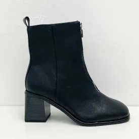 Evans Black Faux Leather Zip Front Heeled Ankle Boots UK 4 Extra Wide Evans Black Faux Leather Zip Front Heeled Ankle Boots UK 4 Extra Wide