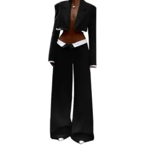 Fashion Office Girl Set. Women's Trendy Matched Lapel