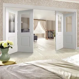 Four Folding Doors & Frame Kit - Arnhem 1 Pane 1 Panel 2 2 - Clear Glass - White Primed