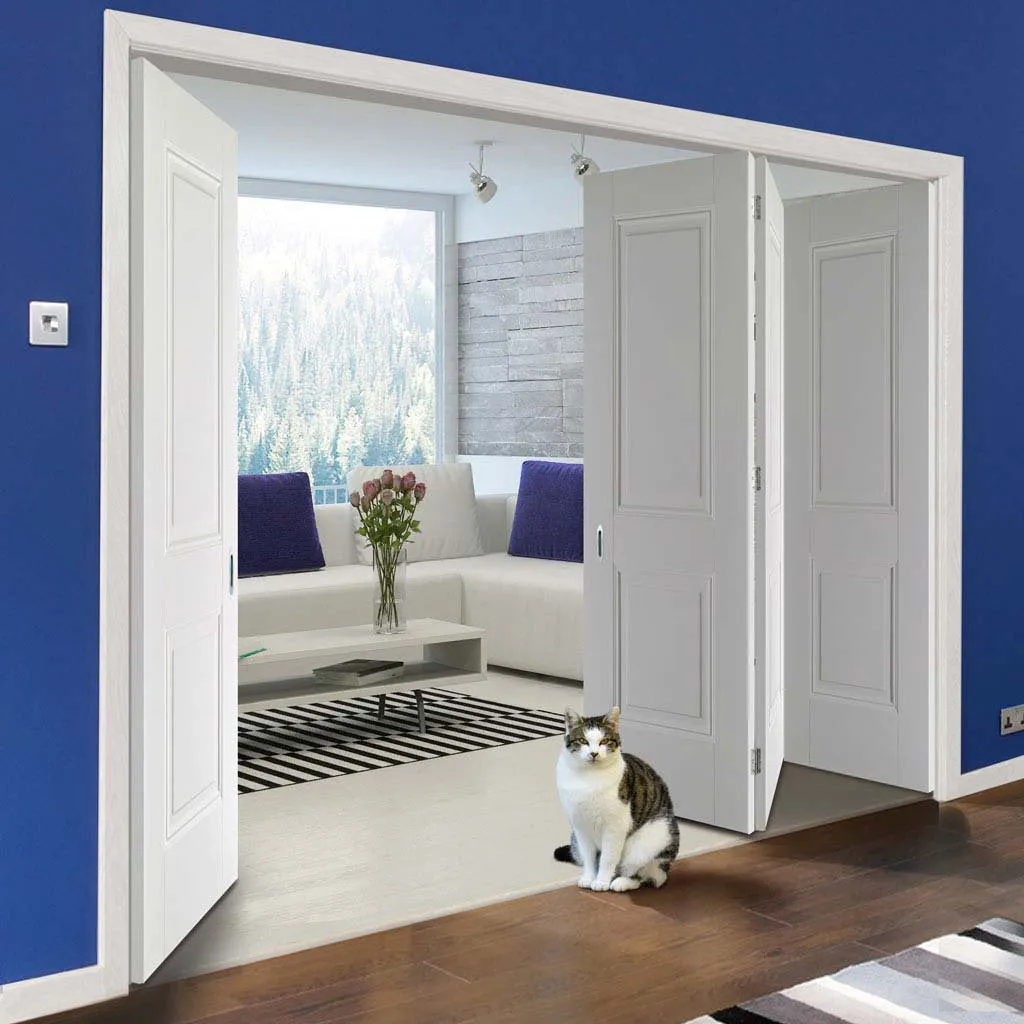 Four Folding Doors & Frame Kit - Arnhem 2 Panel 3 1 - White Primed