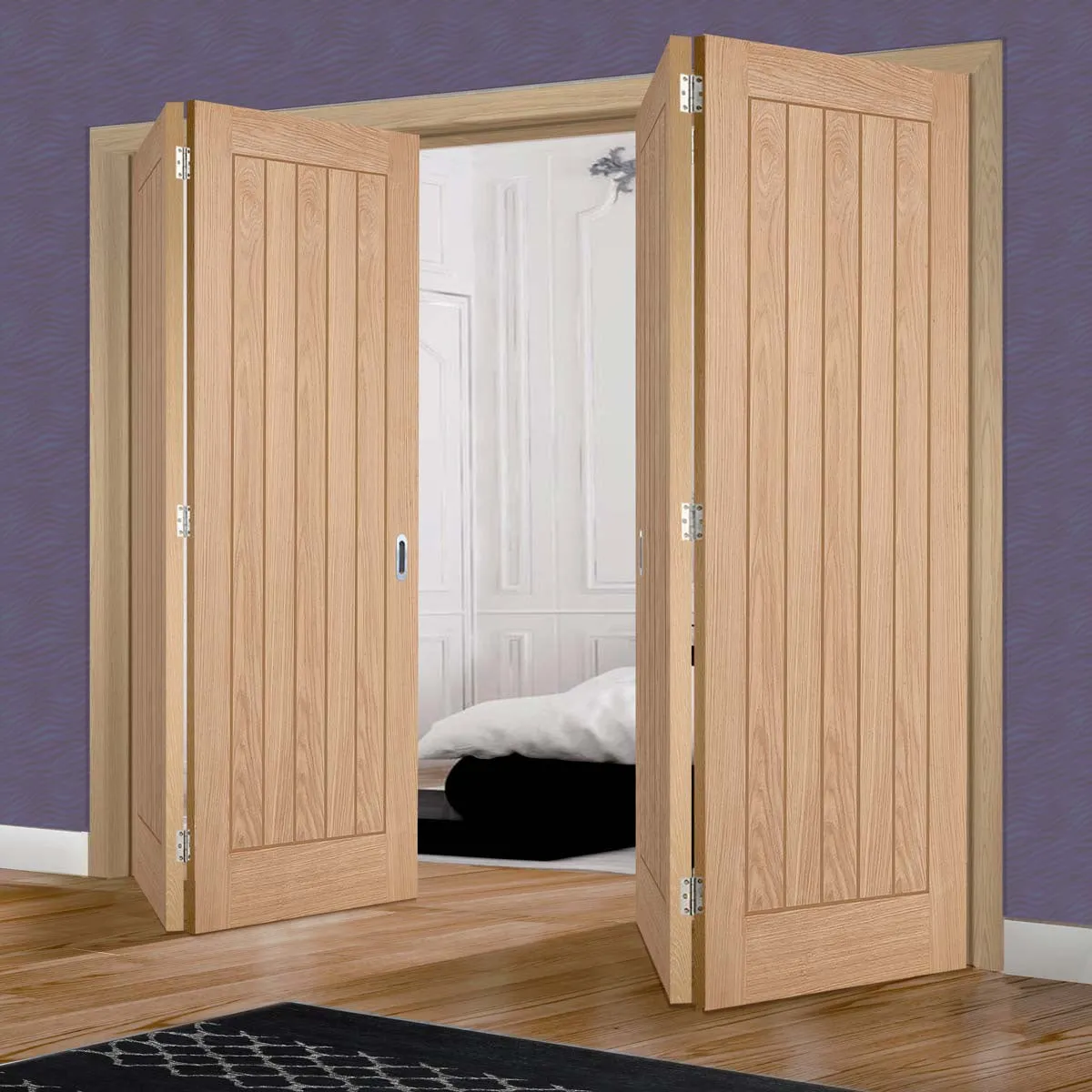 Four Folding Doors & Frame Kit - Belize Oak 2 2 Folding Door - Prefinished