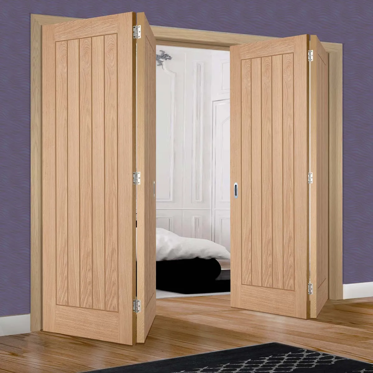 Four Folding Doors & Frame Kit - Belize Oak 2 2 Folding Door - Prefinished